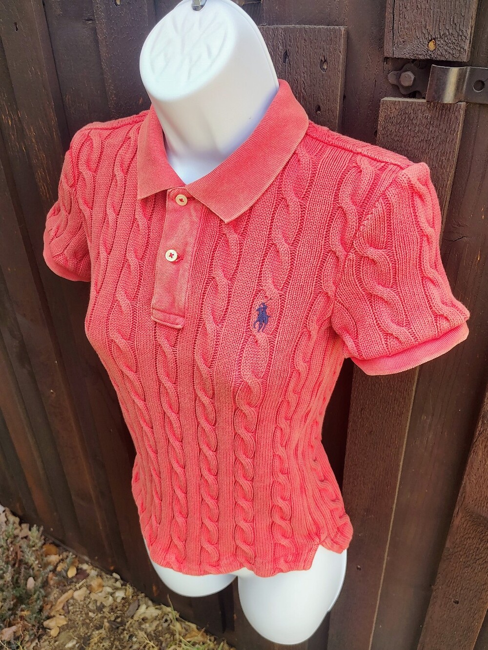 Ralph Lauren Coral Cable-Knit Polo Shirt